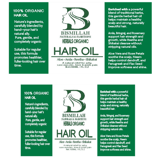 Bismillah Herbals Organic Hair Oil – 100% Natural Hair Care